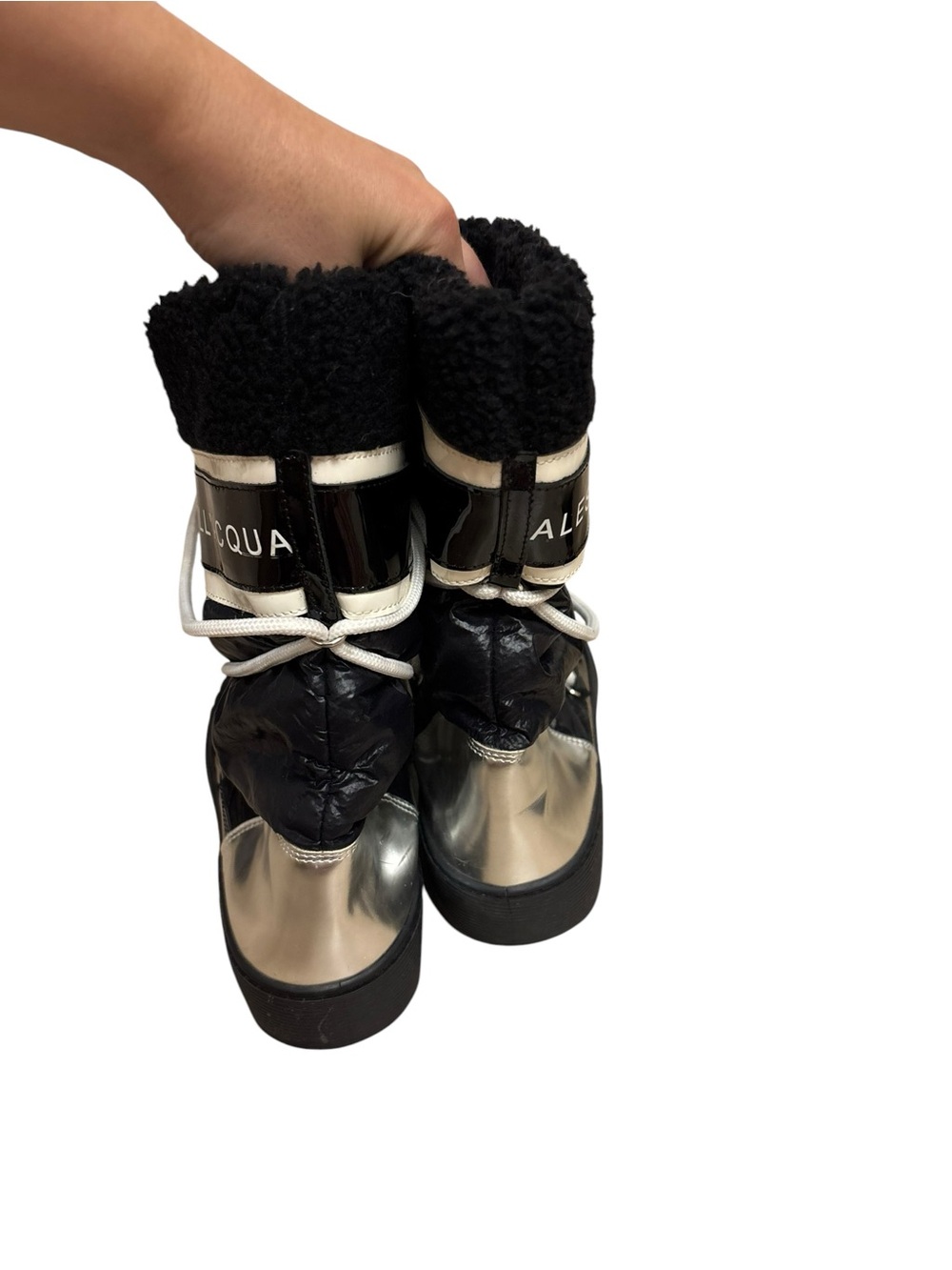 Alessandro Dell’Acqua Y2K Black & Silver Winter Snow Boots - Picture 6 of 12